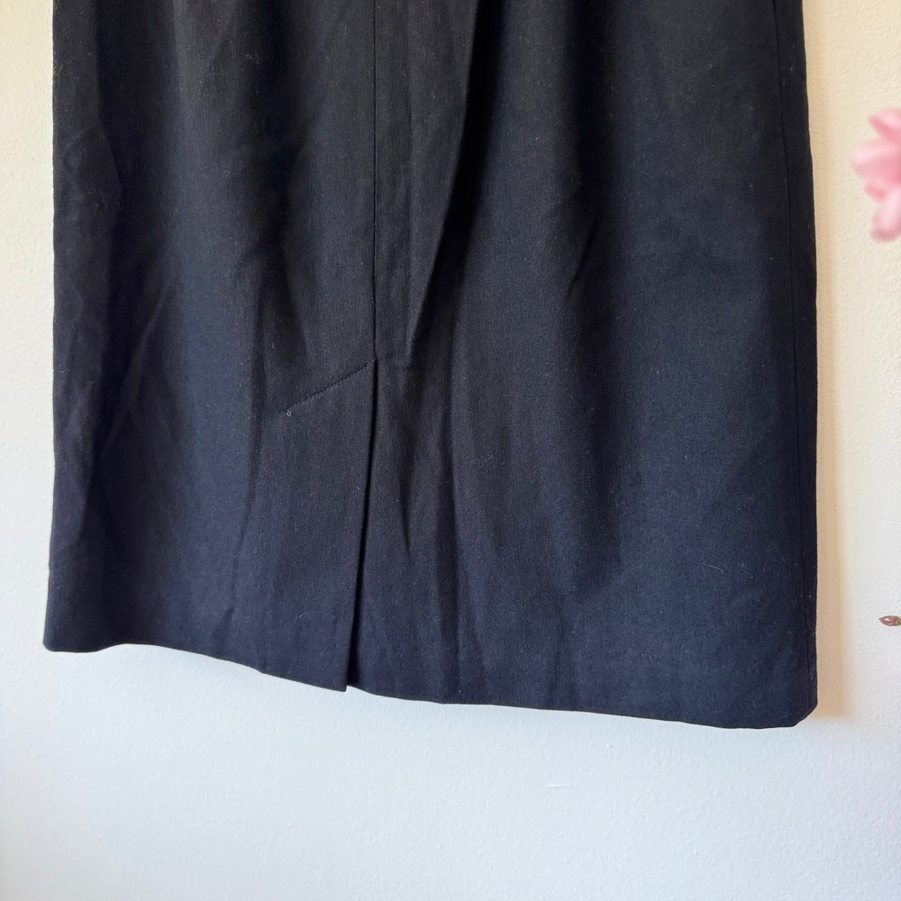 L.L. Bean 100% Wool Skirt Women's Size 12 Black Midi Made in USA Vintage Career - Picture 4 of 10